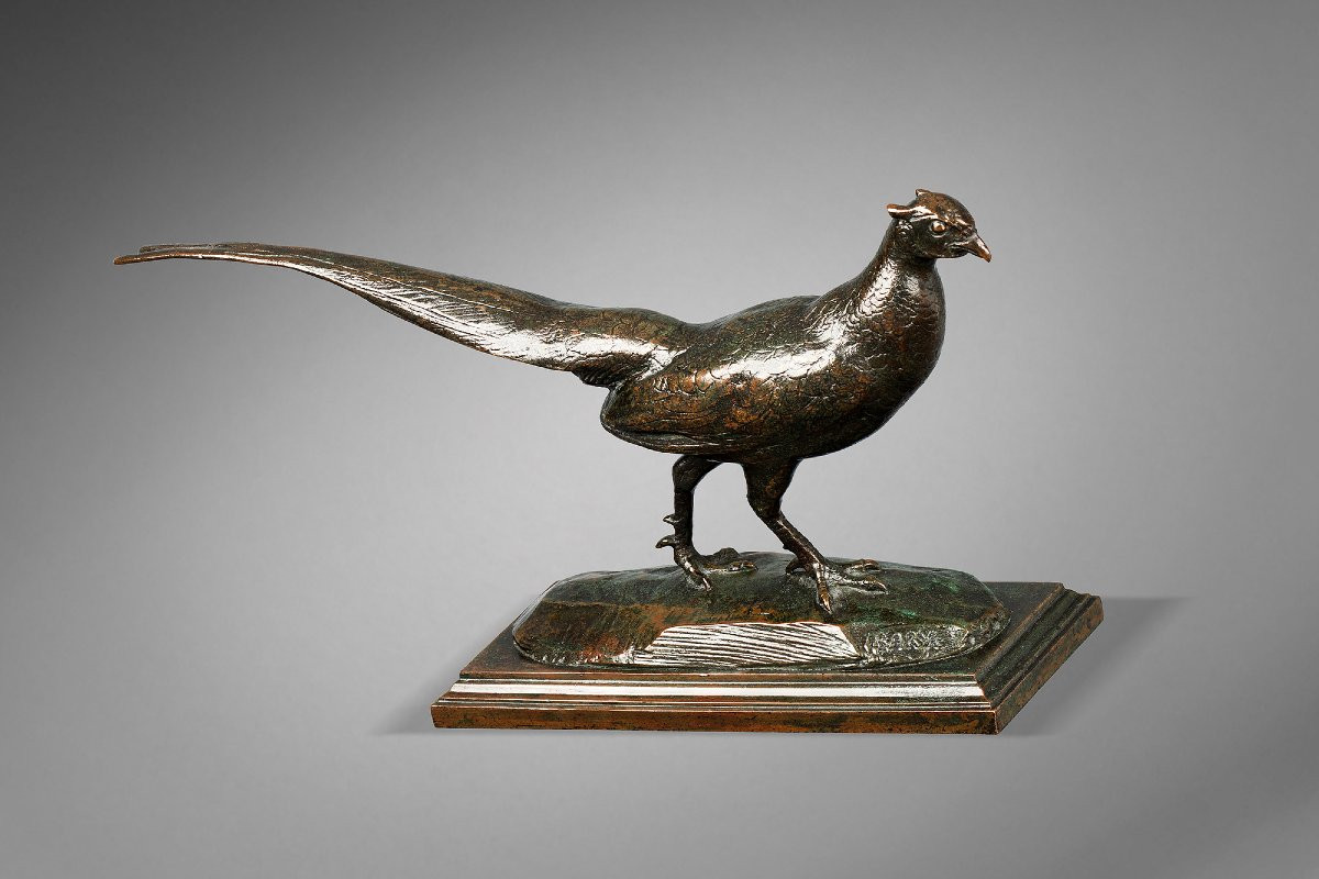  Faisan (tête tournée à droite, avec base géométrique) Antoine-Louis Barye Paris (1795 - 1875)-photo-2