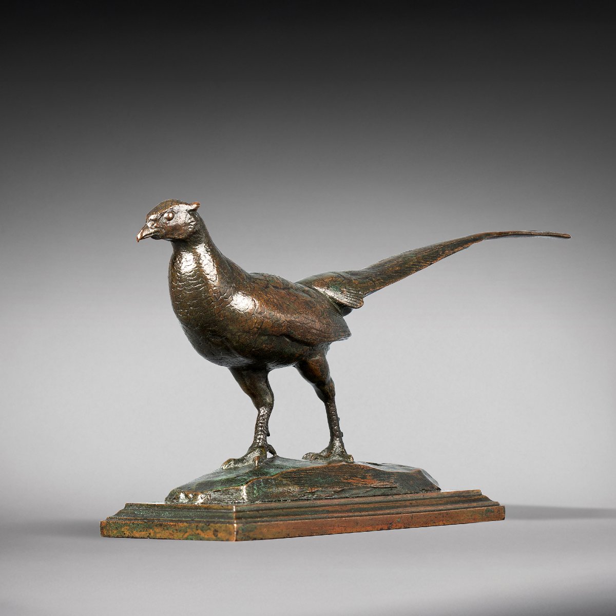  Faisan (tête tournée à droite, avec base géométrique) Antoine-Louis Barye Paris (1795 - 1875)