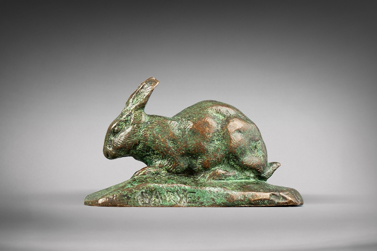 Lapin, oreilles dressées (terrasse naturaliste) Antoine-Louis Barye (1795-1875)