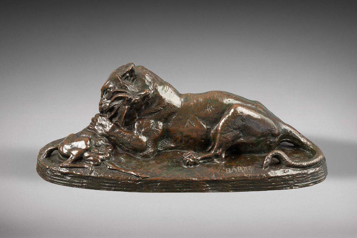 Tiger Devouring A Gazelle (first Version) Antoine-louis Barye Paris (1795 - 1875)-photo-4
