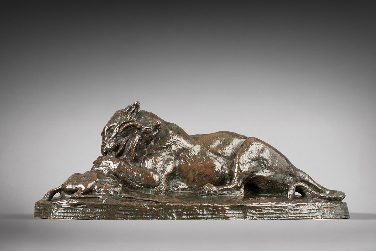 Tiger Devouring A Gazelle (first Version) Antoine-louis Barye Paris (1795 - 1875)