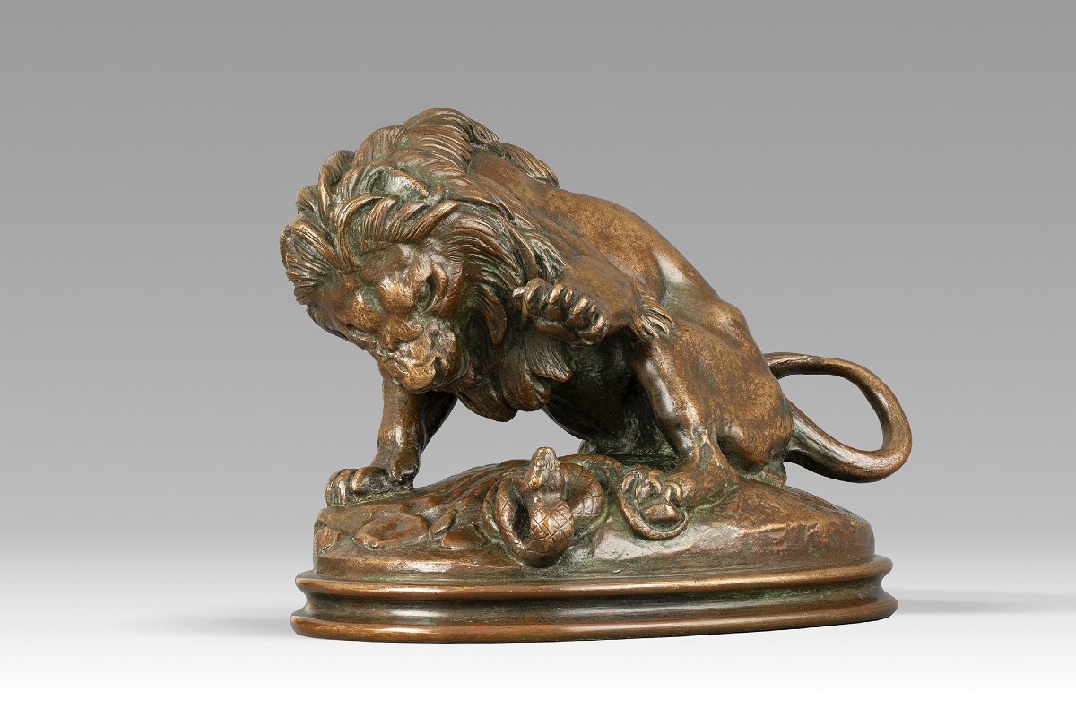 Lion au serpent n° 3 (esquisse) Antoine-Louis Barye (Paris, 1795 - 1875)-photo-2
