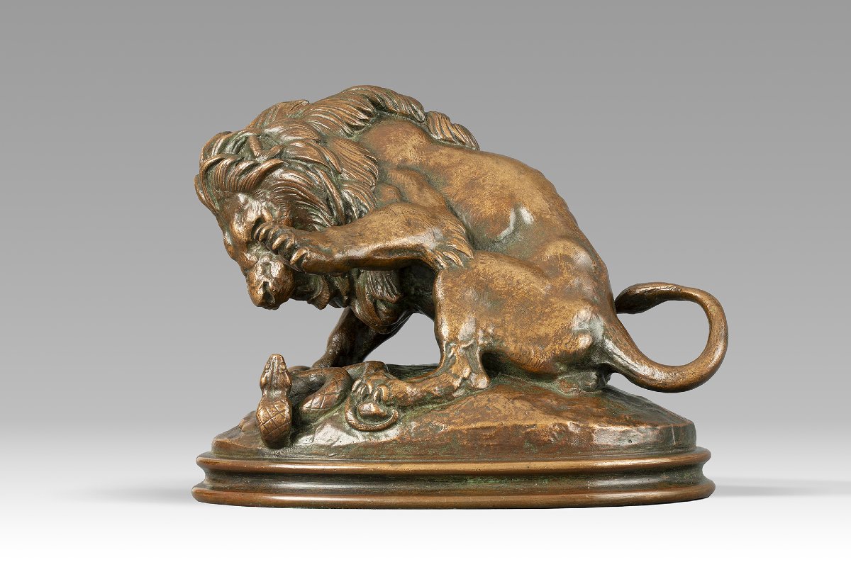 Lion au serpent n° 3 (esquisse) Antoine-Louis Barye (Paris, 1795 - 1875)-photo-3