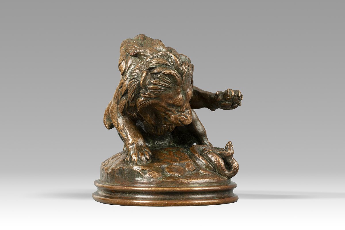 Lion au serpent n° 3 (esquisse) Antoine-Louis Barye (Paris, 1795 - 1875)-photo-4