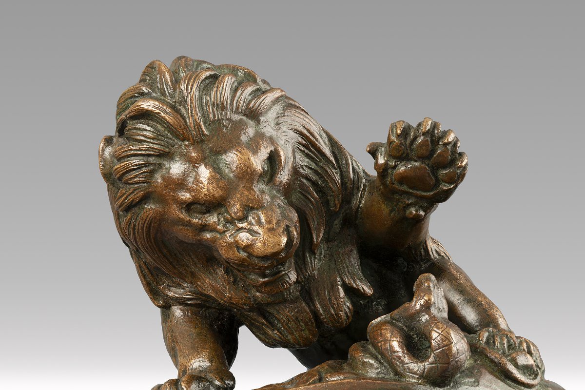 Lion au serpent n° 3 (esquisse) Antoine-Louis Barye (Paris, 1795 - 1875)-photo-3