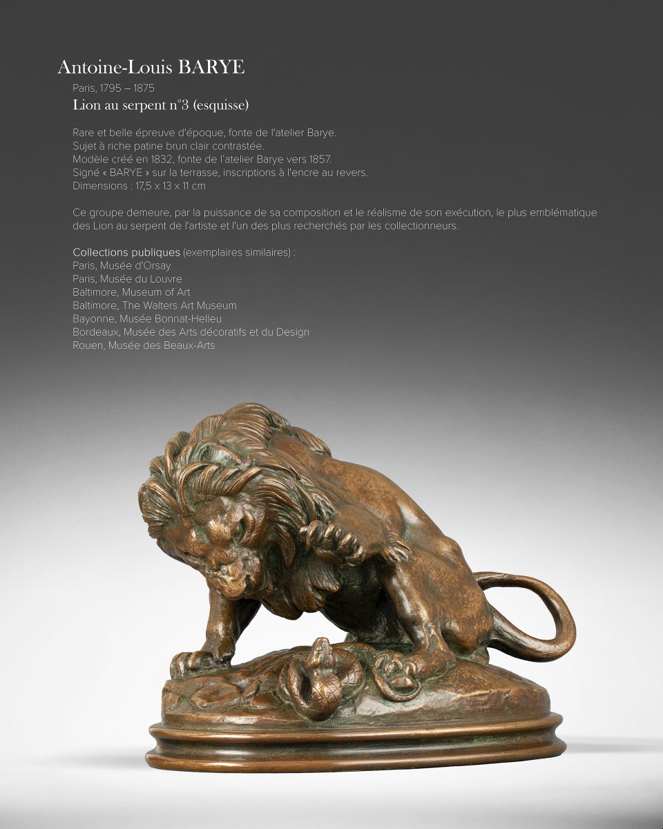 Lion au serpent n° 3 (esquisse) Antoine-Louis Barye (Paris, 1795 - 1875)-photo-5