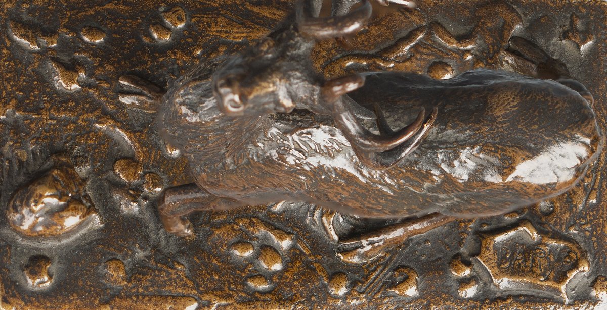 Cerf tête levée vers le haut   Antoine-Louis Barye (1795 - 1875)   Bronze circa 1840-photo-3