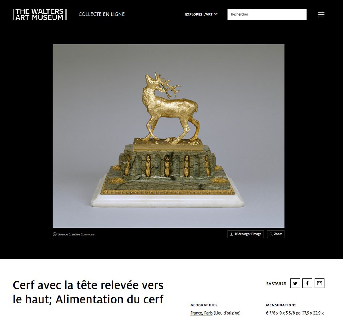 Cerf tête levée vers le haut   Antoine-Louis Barye (1795 - 1875)   Bronze circa 1840-photo-4