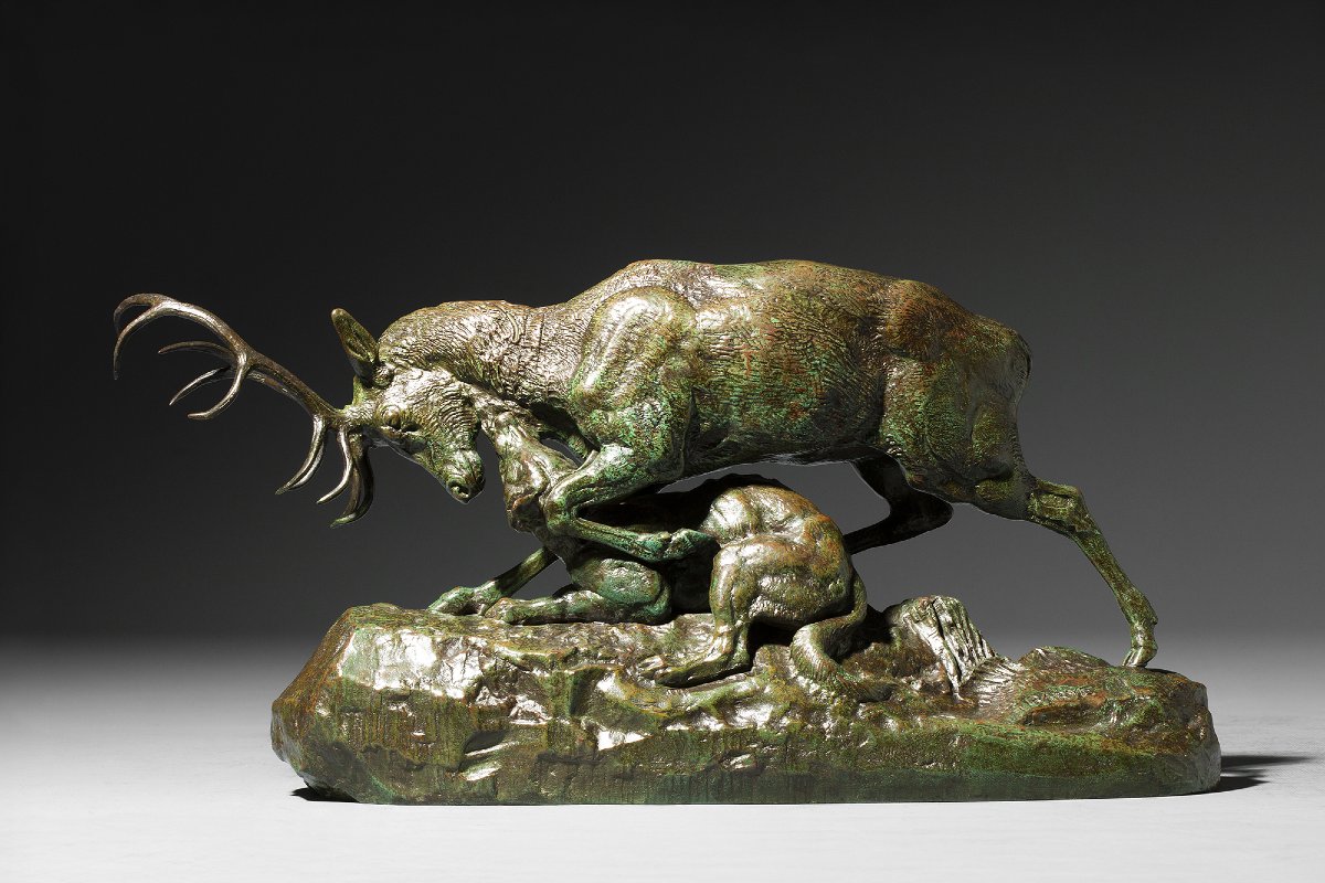 Wolf Gripping A Deer By The Throat, Antoine-louis Barye (1795–1875)-photo-2