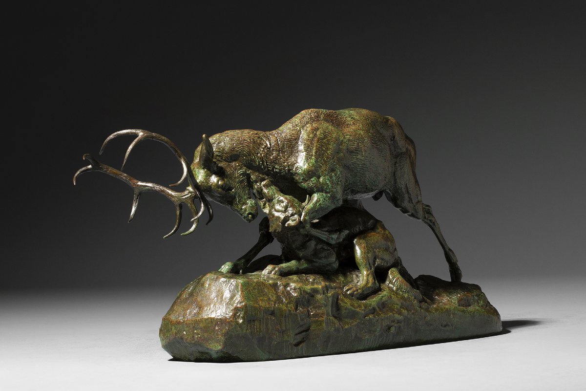 Wolf Gripping A Deer By The Throat, Antoine-louis Barye (1795–1875)-photo-1