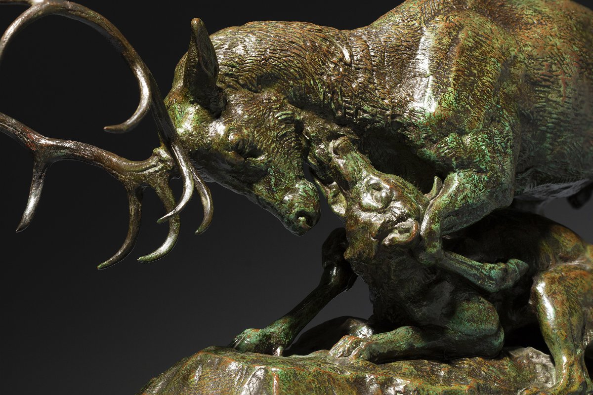Wolf Gripping A Deer By The Throat, Antoine-louis Barye (1795–1875)-photo-2
