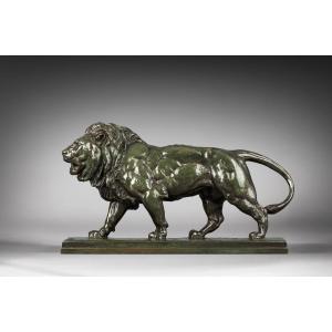 Walking Lion By Antoine-louis Barye