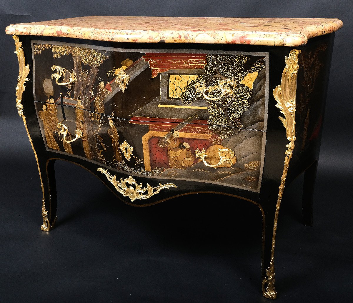 Louis XV Commode In Coromandel Lacquer - 2nd Part Of The XIXth Century-photo-4