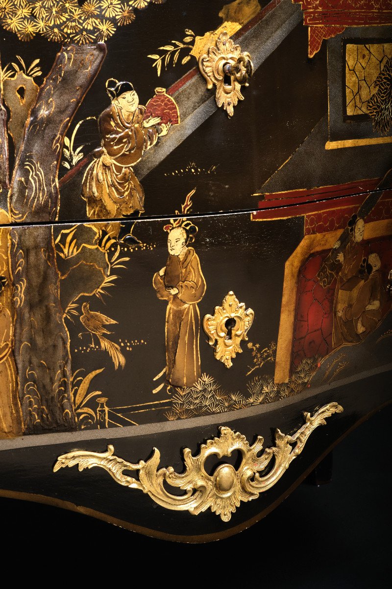 Louis XV Commode In Coromandel Lacquer - 2nd Part Of The XIXth Century-photo-3