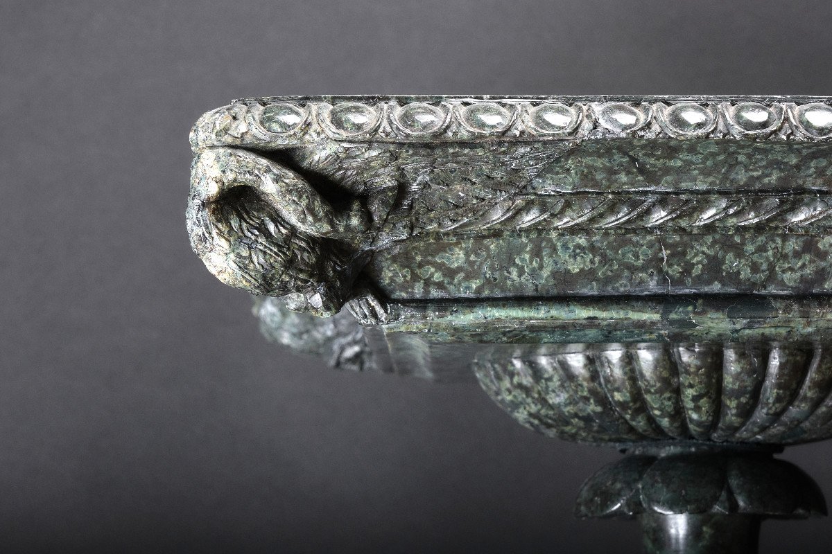 Large Tazza In Green Serpentine, Italy Early 19th Century-photo-3