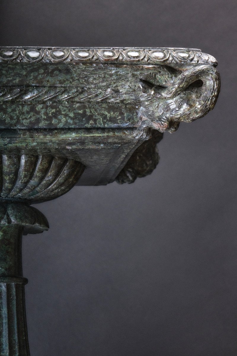 Large Tazza In Green Serpentine, Italy Early 19th Century-photo-1
