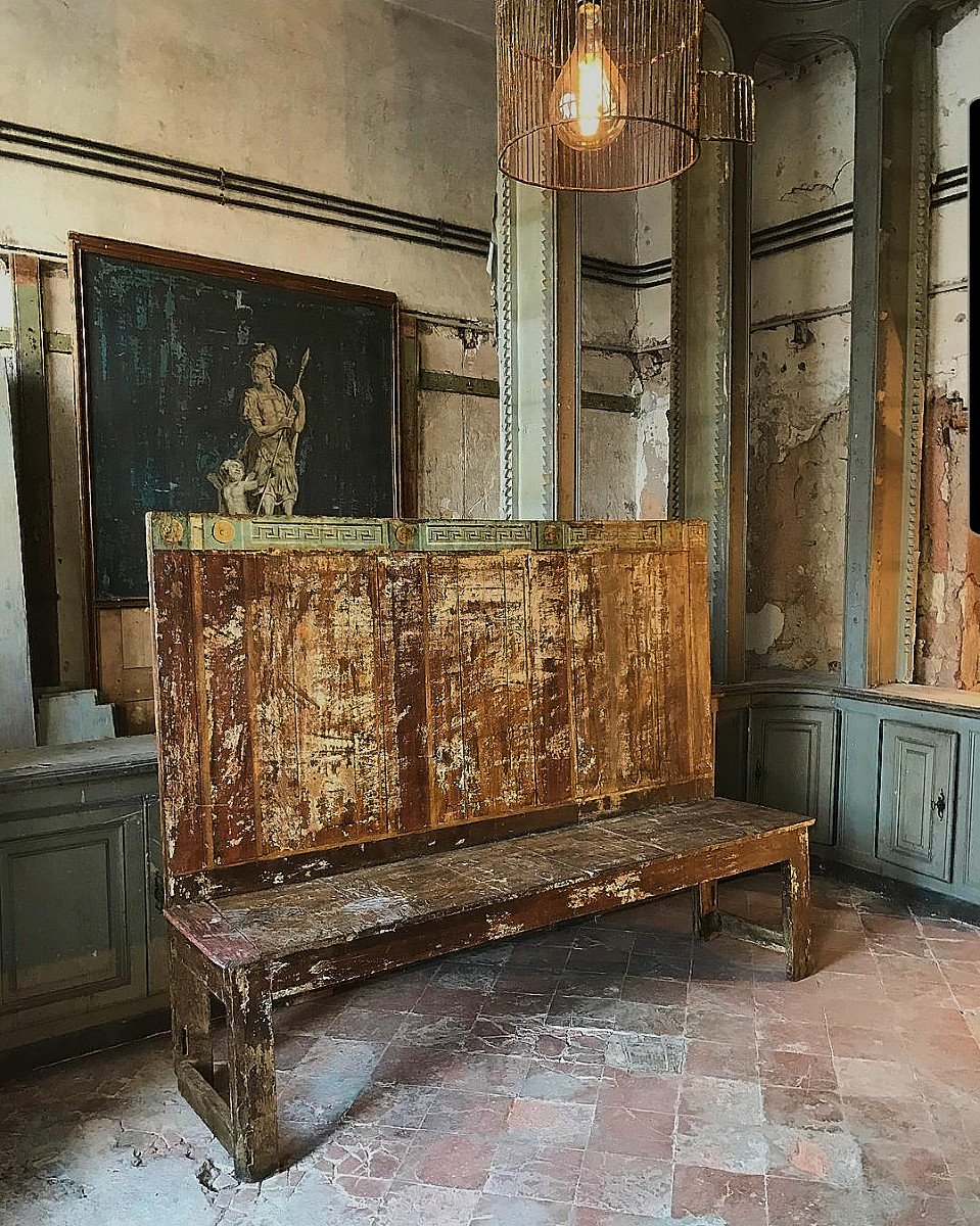 Rural Interior Bench With Neoclassical Meanders, South Of France, Early 19th Century-photo-2