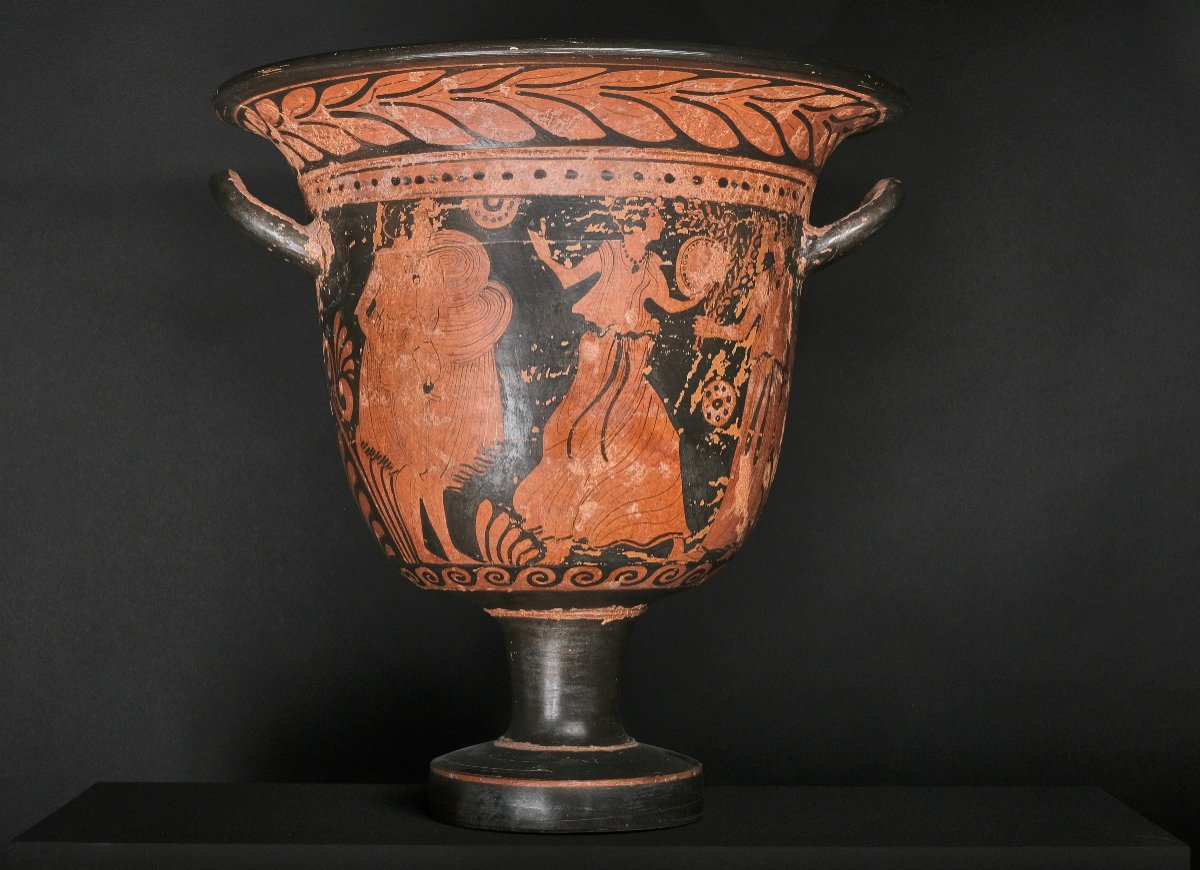 Large Grand Tour Crater Vase With Greek Decor, Naples, 19th Century-photo-3