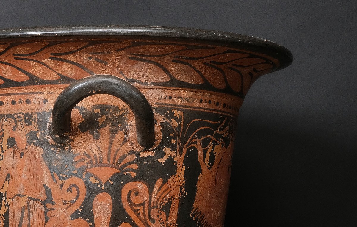 Large Grand Tour Crater Vase With Greek Decor, Naples, 19th Century-photo-4
