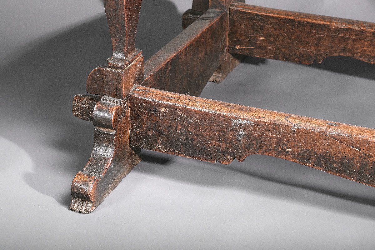 Old Walnut Table In Its Original State, Tuscany Late 17th Century-photo-4