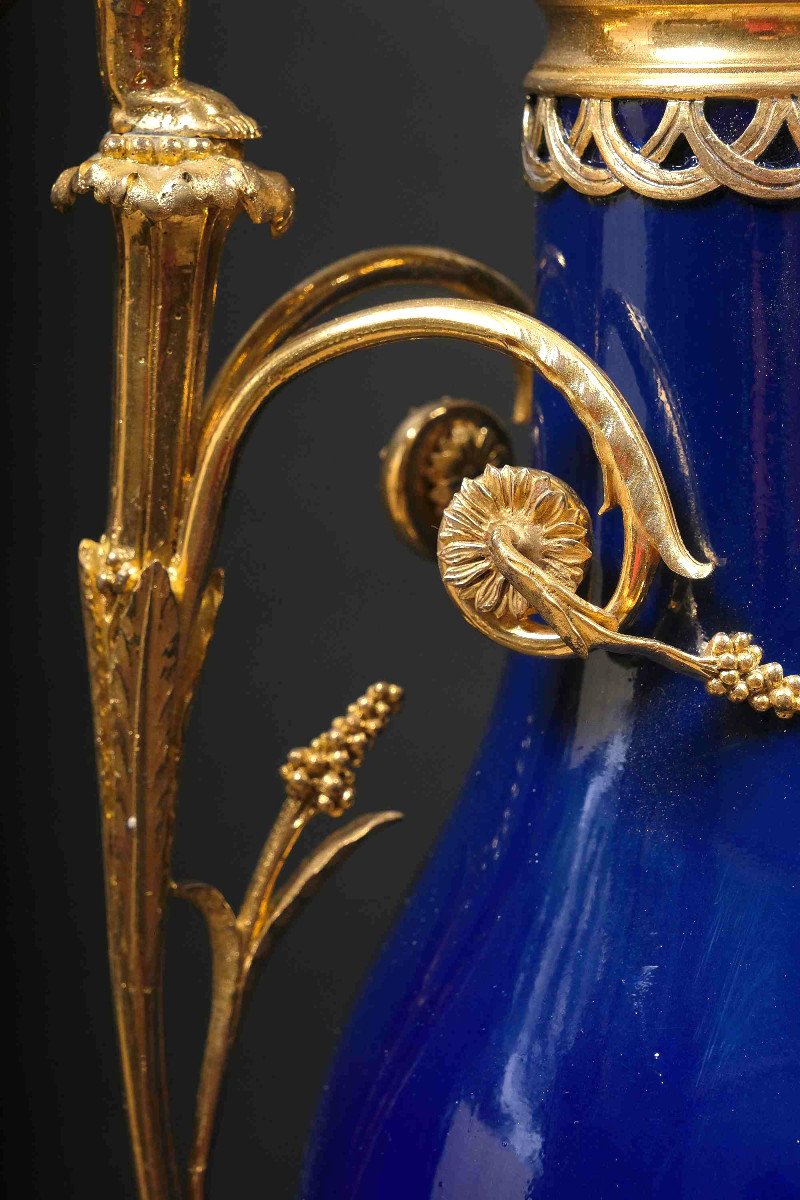 Very Beautiful Ewer In Sèvres Porcelain And Gilt Bronze, Attr. Pierre Gouthière, Paris 1780-photo-2