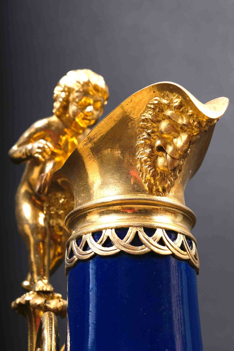 Very Beautiful Ewer In Sèvres Porcelain And Gilt Bronze, Attr. Pierre Gouthière, Paris 1780-photo-4