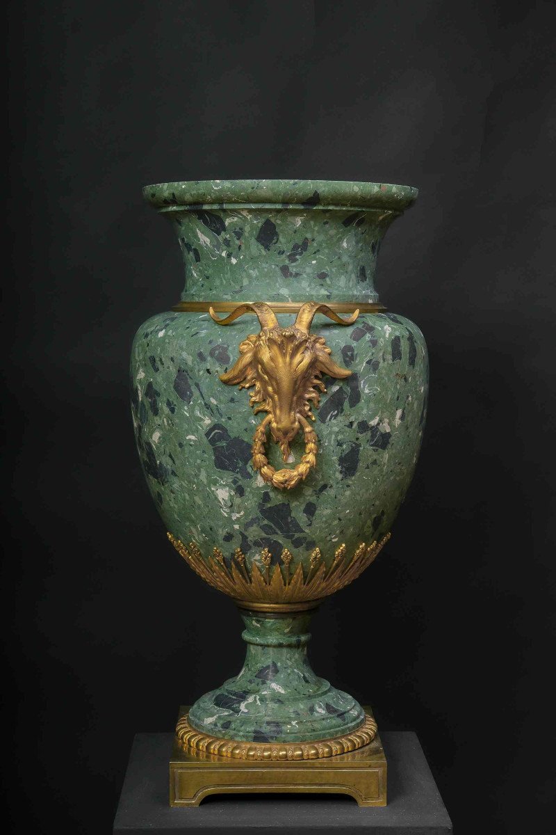 Important Vase Scagliola Avec Bronzes Dorés, Rome, Milieu Du 19e Siècle-photo-2
