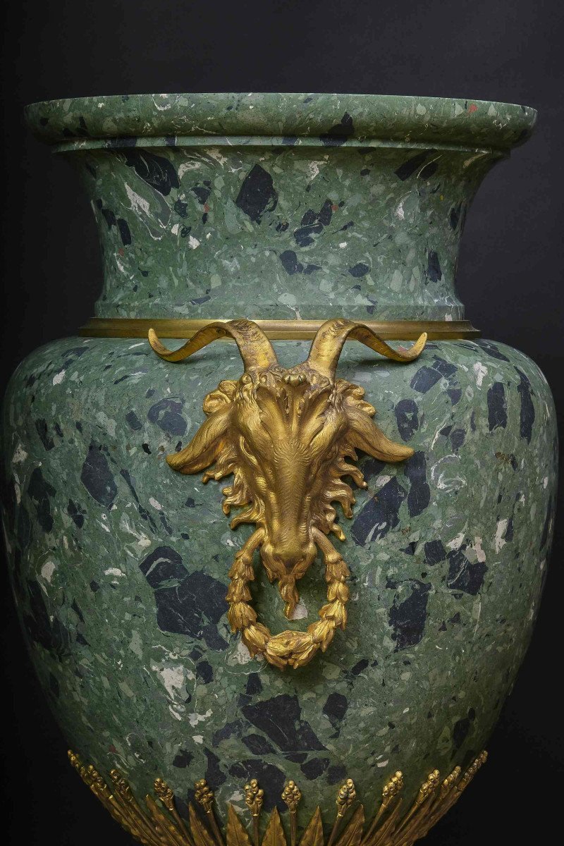 Important Vase Scagliola Avec Bronzes Dorés, Rome, Milieu Du 19e Siècle-photo-3