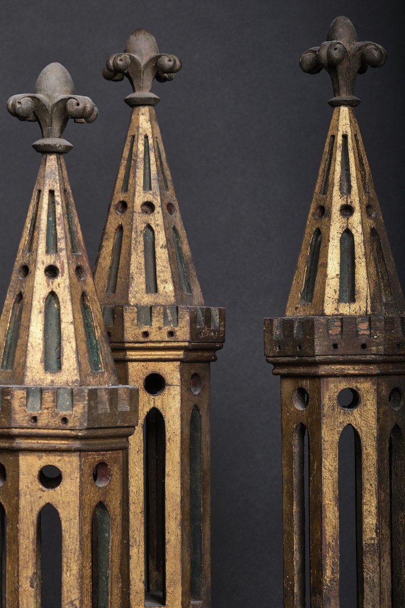 Three Models Of The Nazarene Golden Towers, France Circa 1870-photo-3