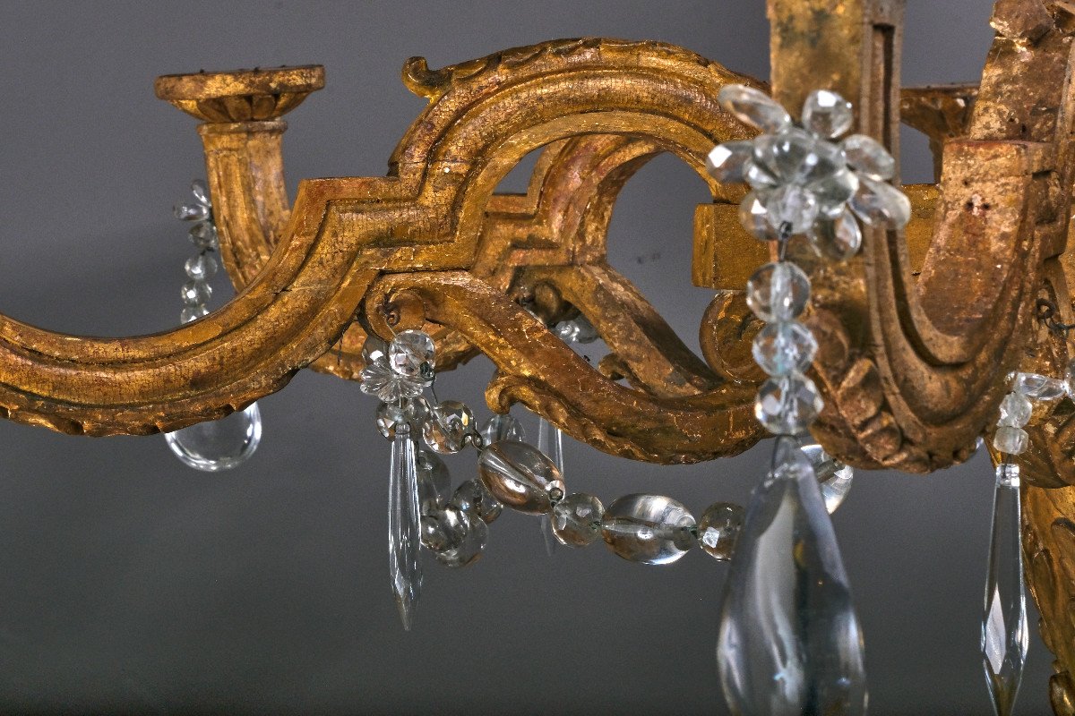 An Important  Woodcarved And Gilted Chandelier, Louis XVI Period, Italy Late 18th-photo-2