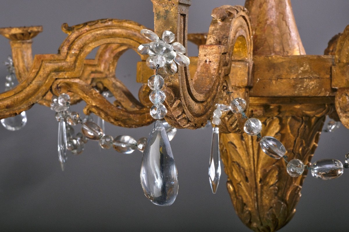 An Important  Woodcarved And Gilted Chandelier, Louis XVI Period, Italy Late 18th-photo-3