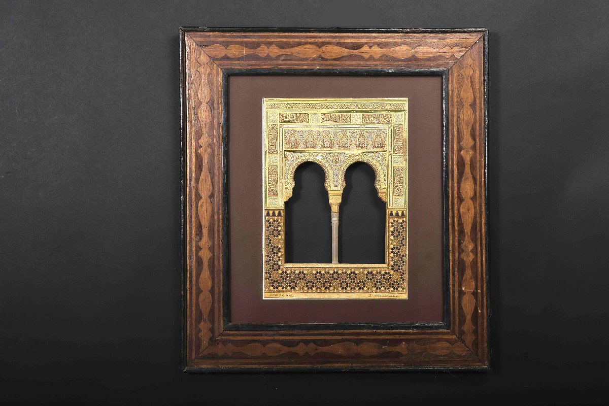 "rafael Rus Acosta "alhambra-fakatmodell", Polychromed Stucco Plaque From R. Rus, Early 20th Century