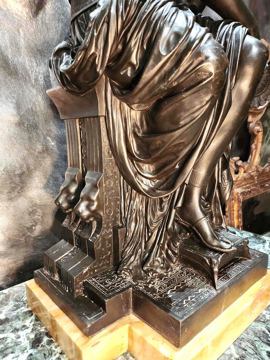Large Patinated Bronze Statue Of Cleopatra, Attr. Mathurin Moreau (1822 Dijon - 1912 Paris)-photo-2