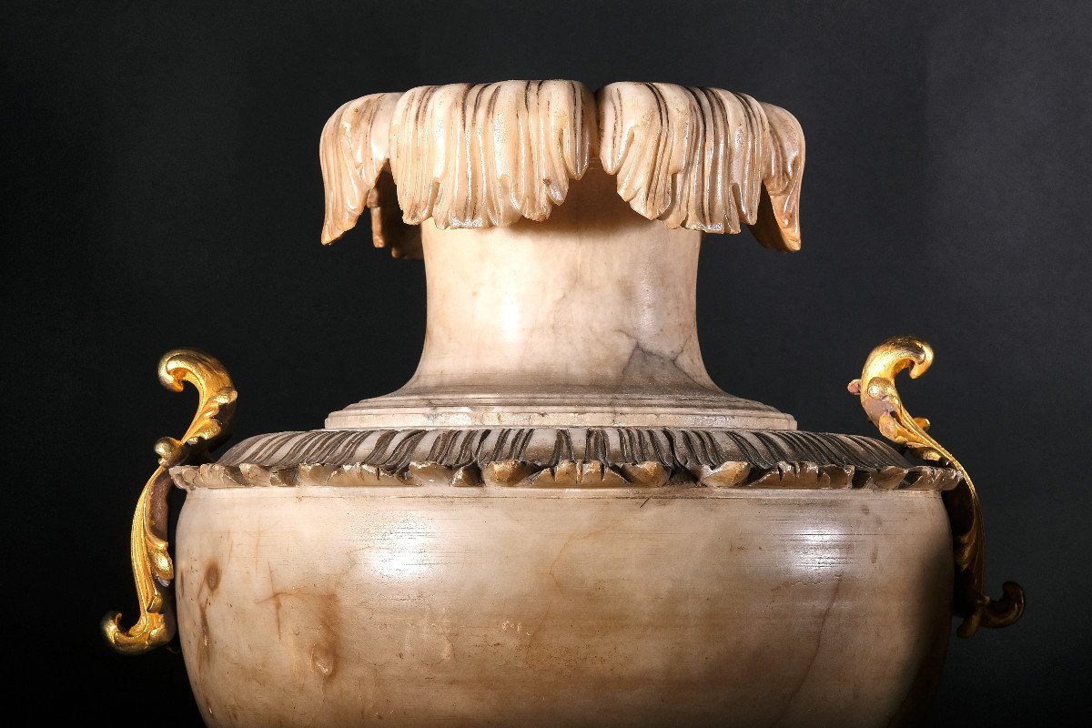 Paire De Vases En Albâtre Extrêmement Rares, Italie, 1ère Moitié Du 18e Siècle-photo-1