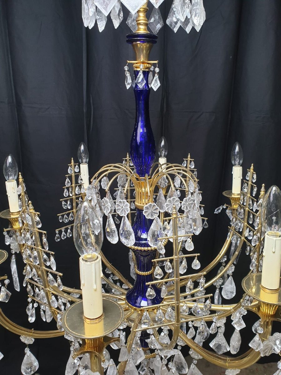 Important Chandelier In Rock Crystal And Gilt Bronze, Russia Circa 1820-photo-3