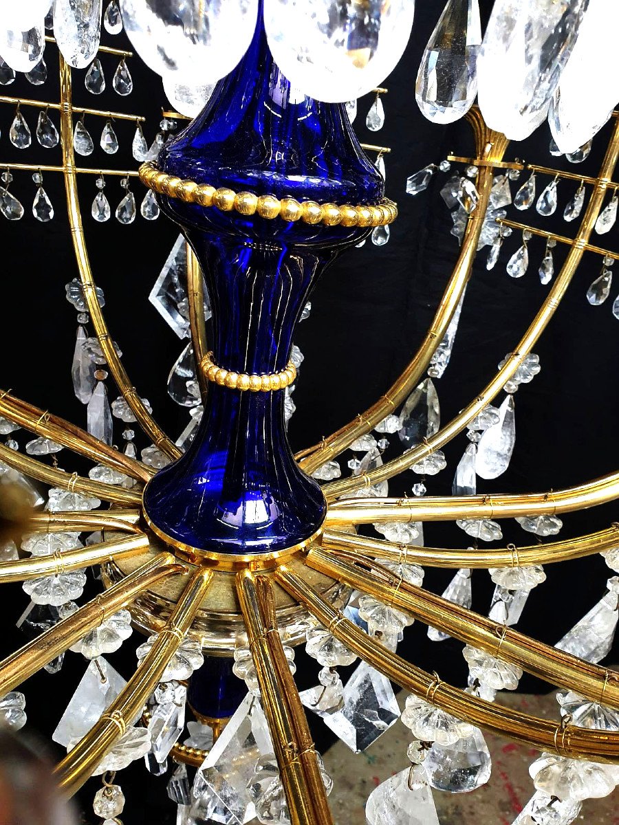 Important Chandelier In Rock Crystal And Gilt Bronze, Russia Circa 1820-photo-3