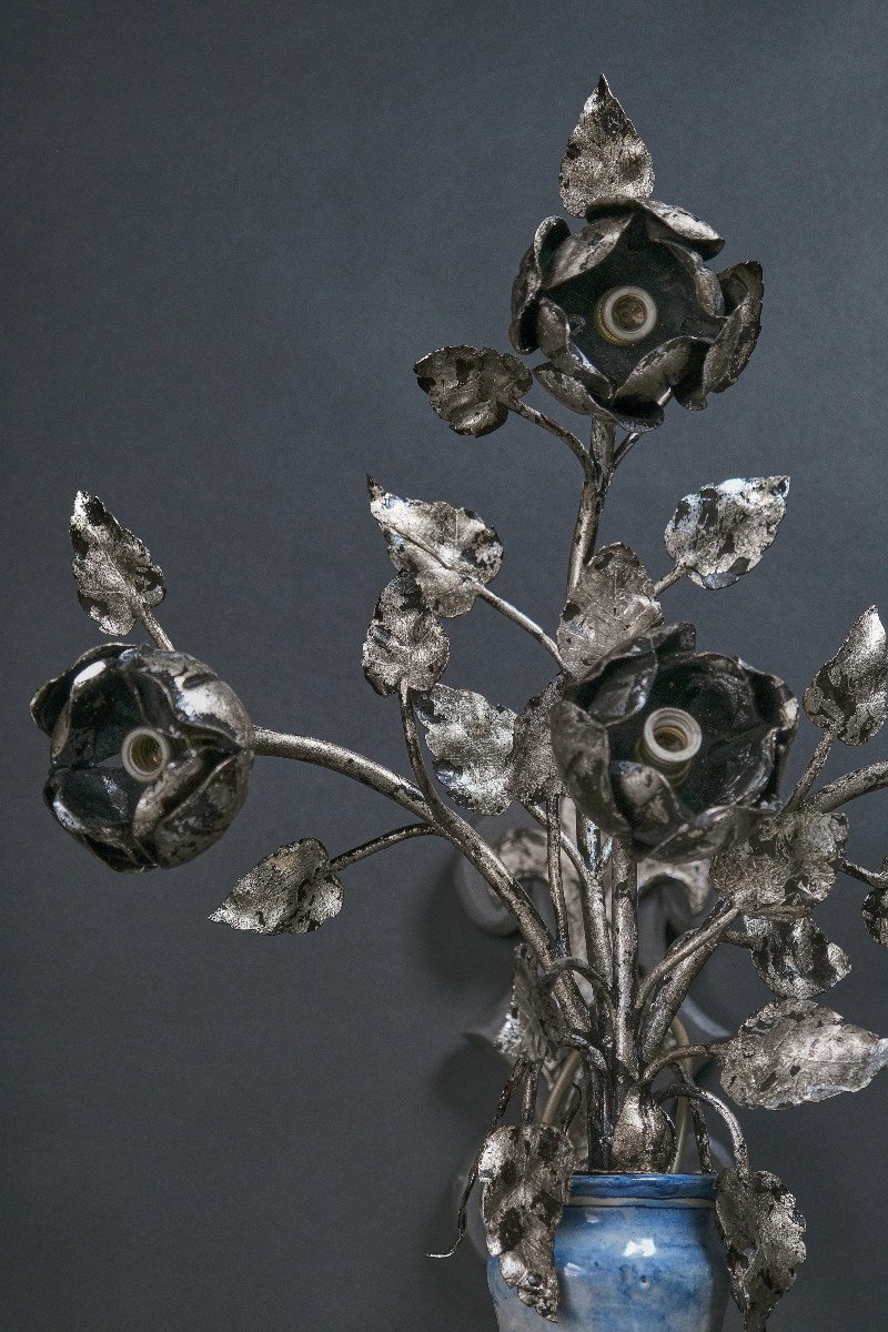 Unusual Pair Of Large Sconces With Albarelli From The 18th, Italy Early 20th-photo-1