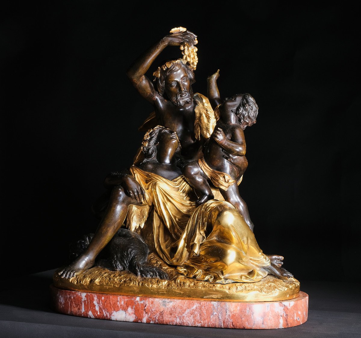 Fine Bronze Group With Baccantile Scene. Burnished And Fire-gilded Bronze. Paris 18th Century-photo-2