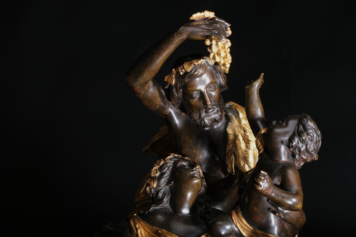 Fine Bronze Group With Baccantile Scene. Burnished And Fire-gilded Bronze. Paris 18th Century-photo-3
