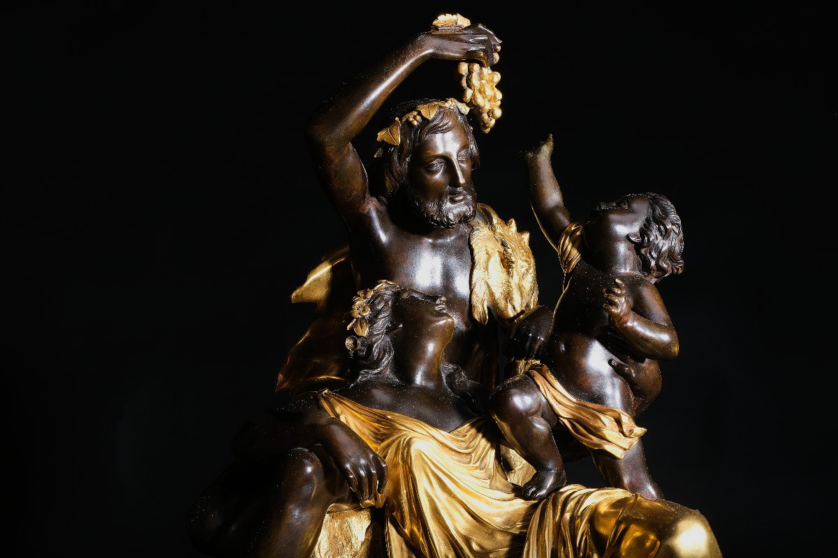 Fine Bronze Group With Baccantile Scene. Burnished And Fire-gilded Bronze. Paris 18th Century-photo-2