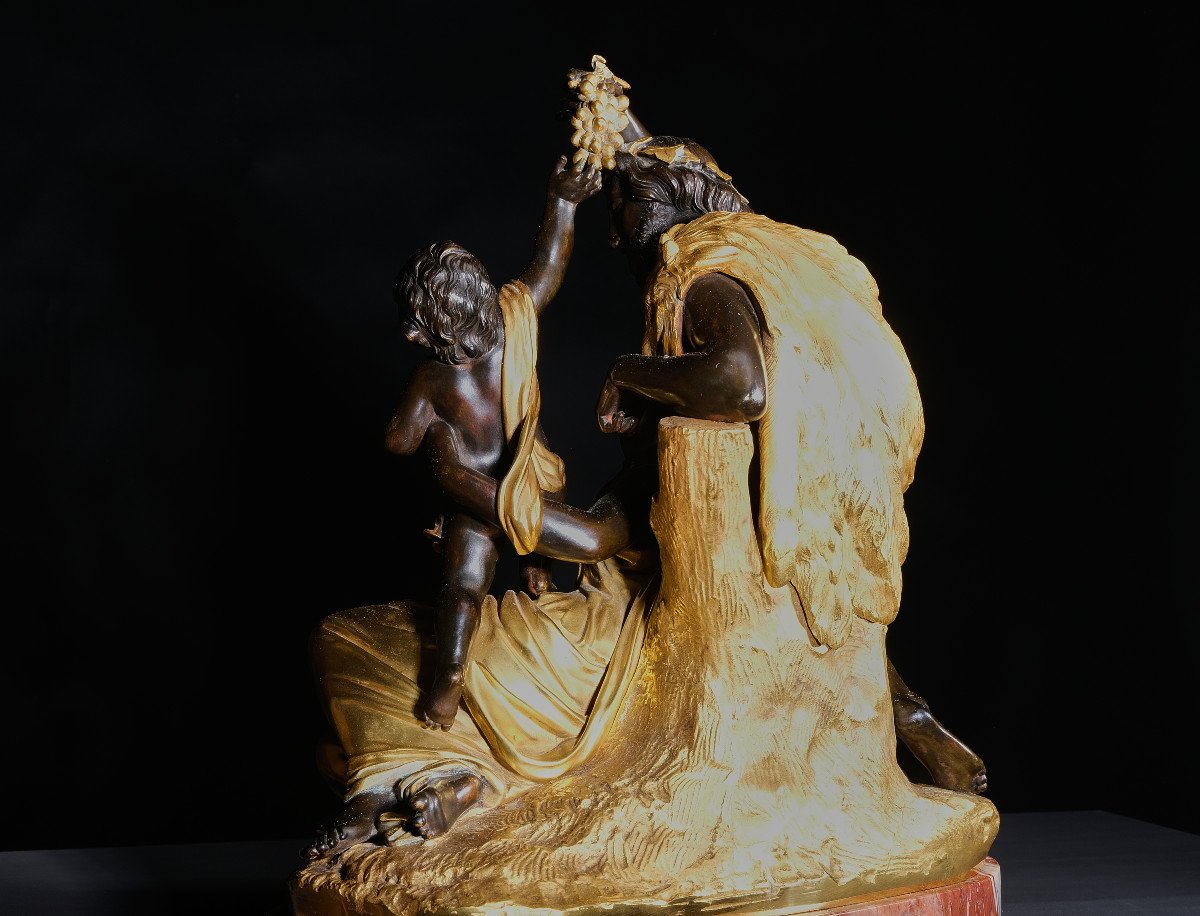 Fine Bronze Group With Baccantile Scene. Burnished And Fire-gilded Bronze. Paris 18th Century-photo-4