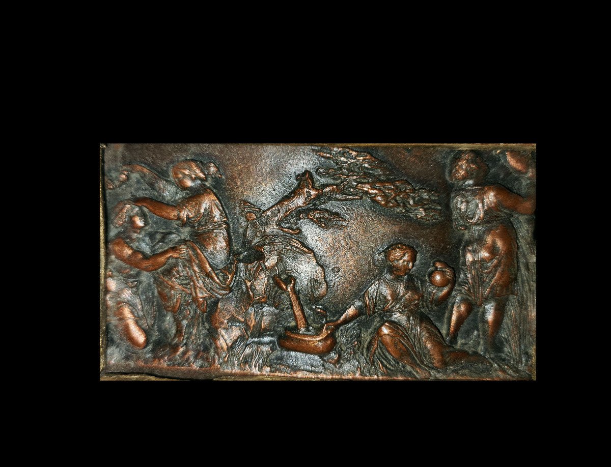 Quatre Reliefs En Miniature Avec Des Scènes Mythologiques De l'Antiquité, France 19ième Siècle-photo-1