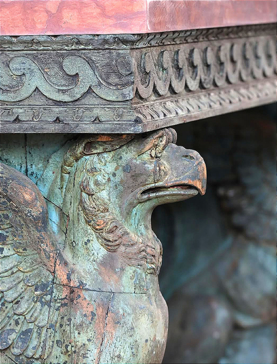 Importante console griffon avec plateau en marbre, Naples vers 1800-photo-2