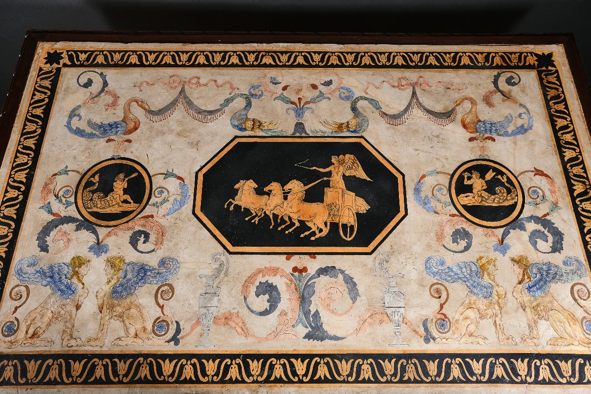 Importante table de milieu avec plateau en scagliola, Rome ou Naples, vers 1840-photo-3