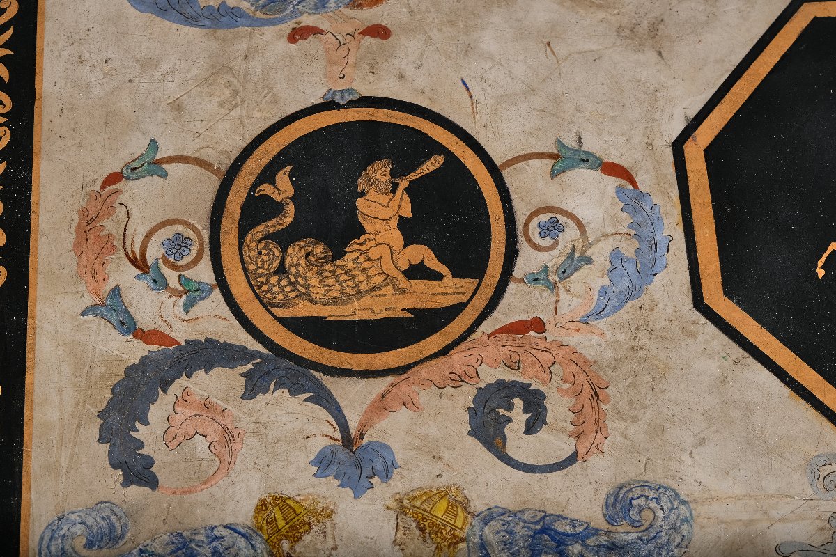 Importante table de milieu avec plateau en scagliola, Rome ou Naples, vers 1840-photo-3