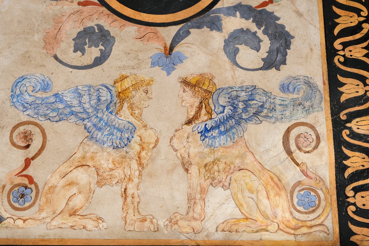 Importante table de milieu avec plateau en scagliola, Rome ou Naples, vers 1840-photo-5