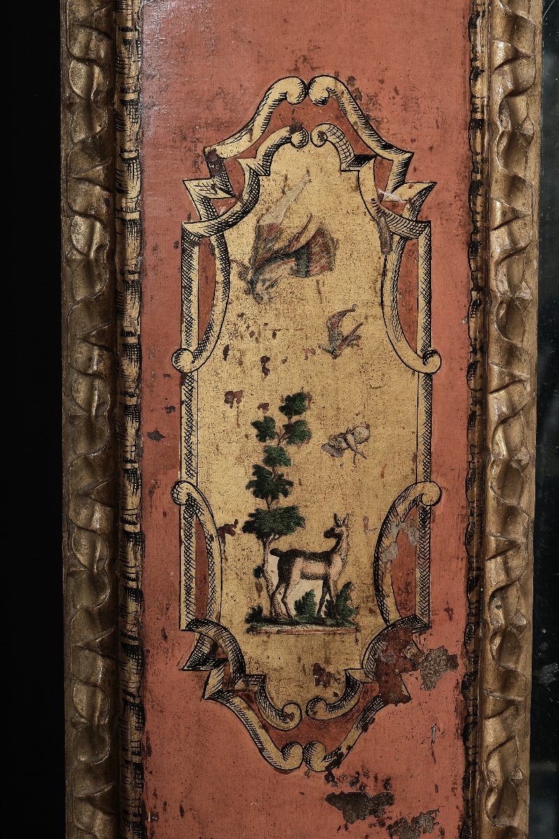 Miroir Vénitien En Laque Rosé Avec Décor "arte Povera", Venise Vers 1740-photo-2