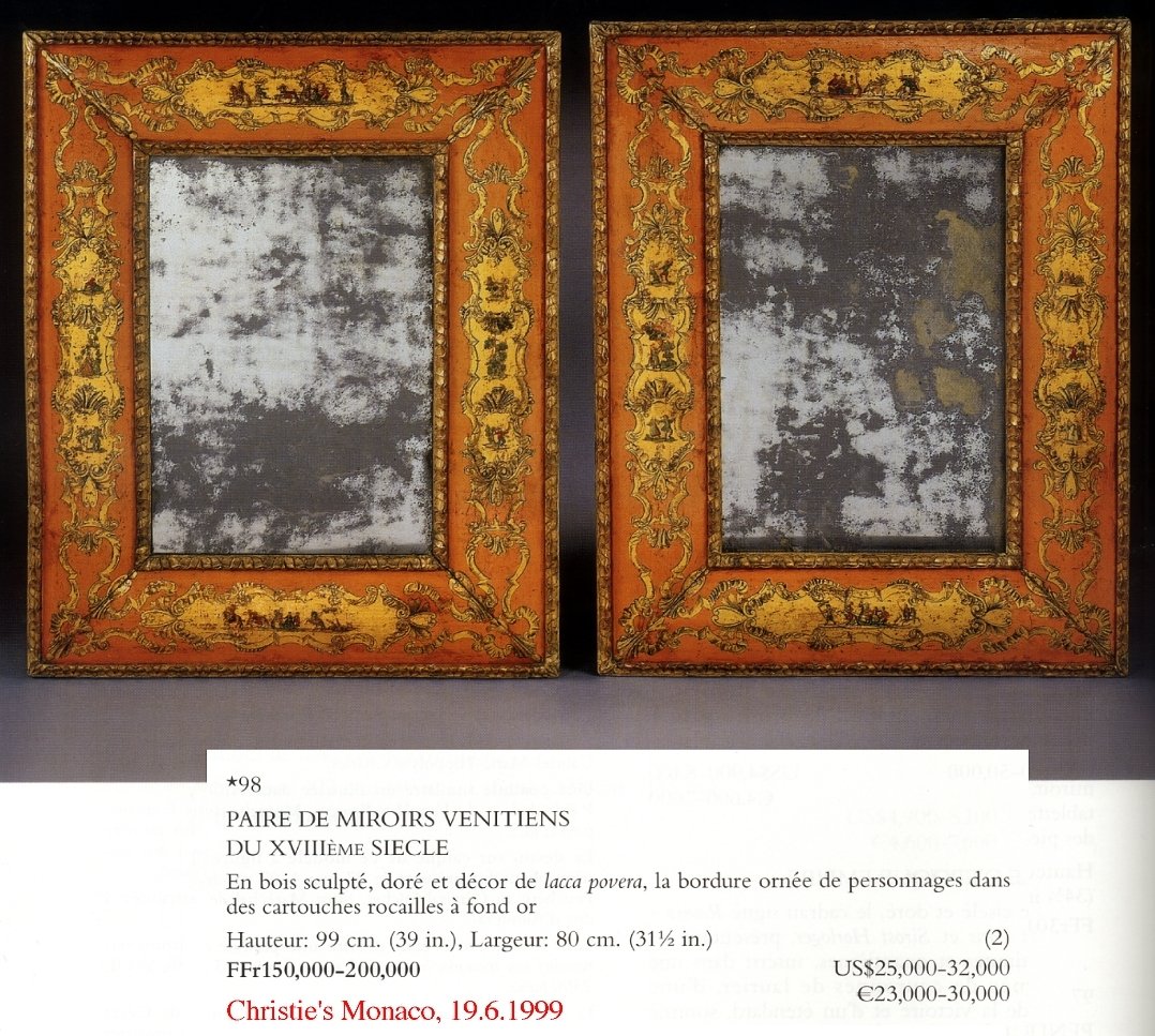 Miroir Vénitien En Laque Rosé Avec Décor "arte Povera", Venise Vers 1740-photo-3