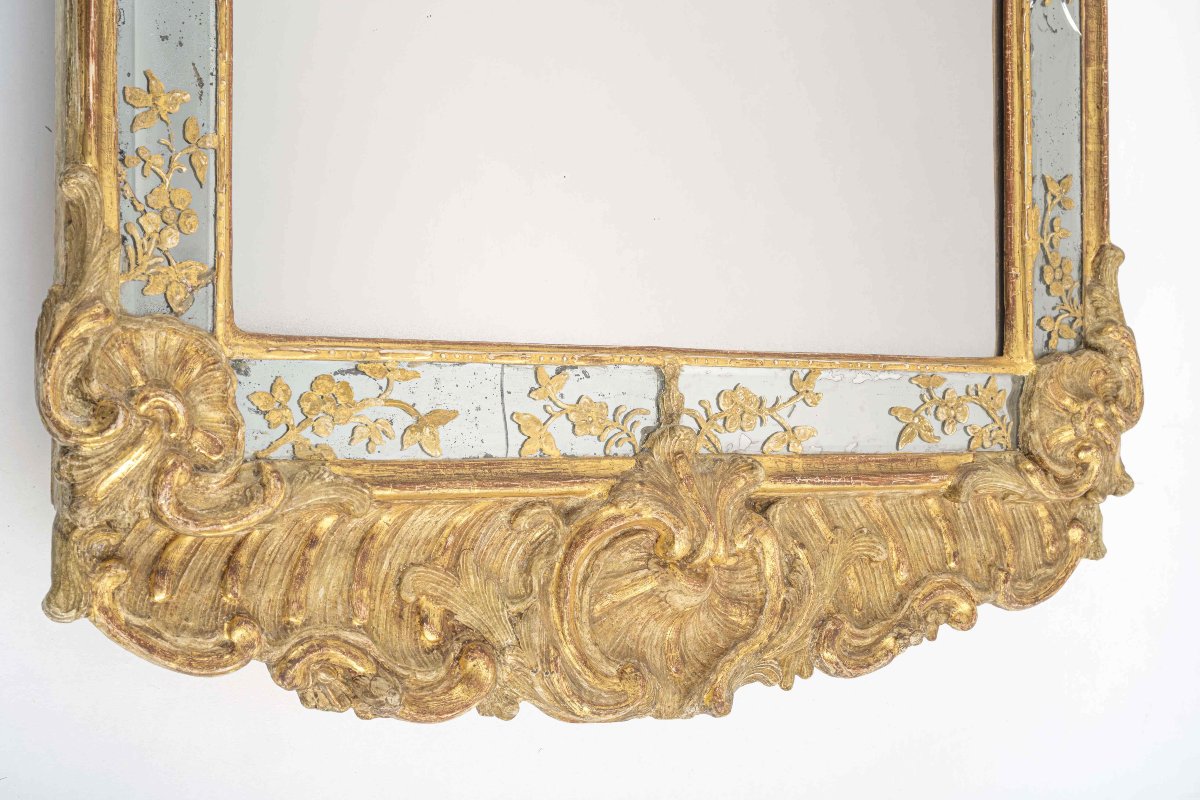 Important Miroir Suédois Avec Décorations En Stuc et Bois sculpté, Vers 1740 -photo-3