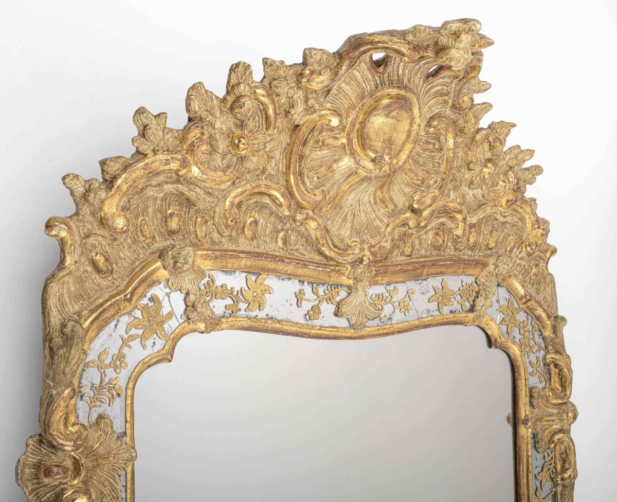 Important Miroir Suédois Avec Décorations En Stuc et Bois sculpté, Vers 1740 -photo-4